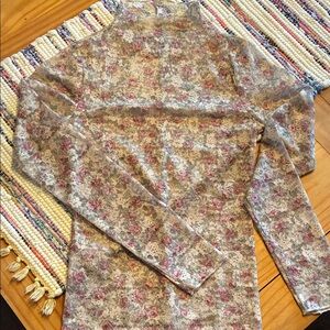 Stretch Lace Floral Long Sleeve mesh mock turtleneck, XS. NWT
